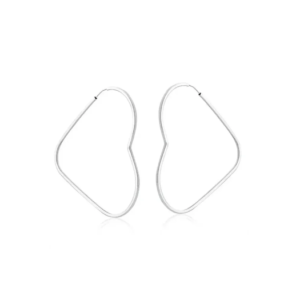 Brinco Argola Coração Fio Quadrado 25mm em Prata 925