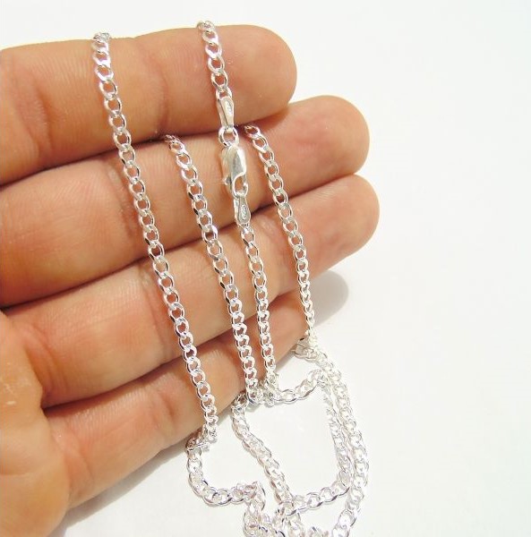 Corrente de prata 3mm x 70cm Grumet Prata 925