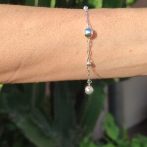 Pulseira Feminina de Prata 925 com Bolinhas Alternadas 3mm e 6mm