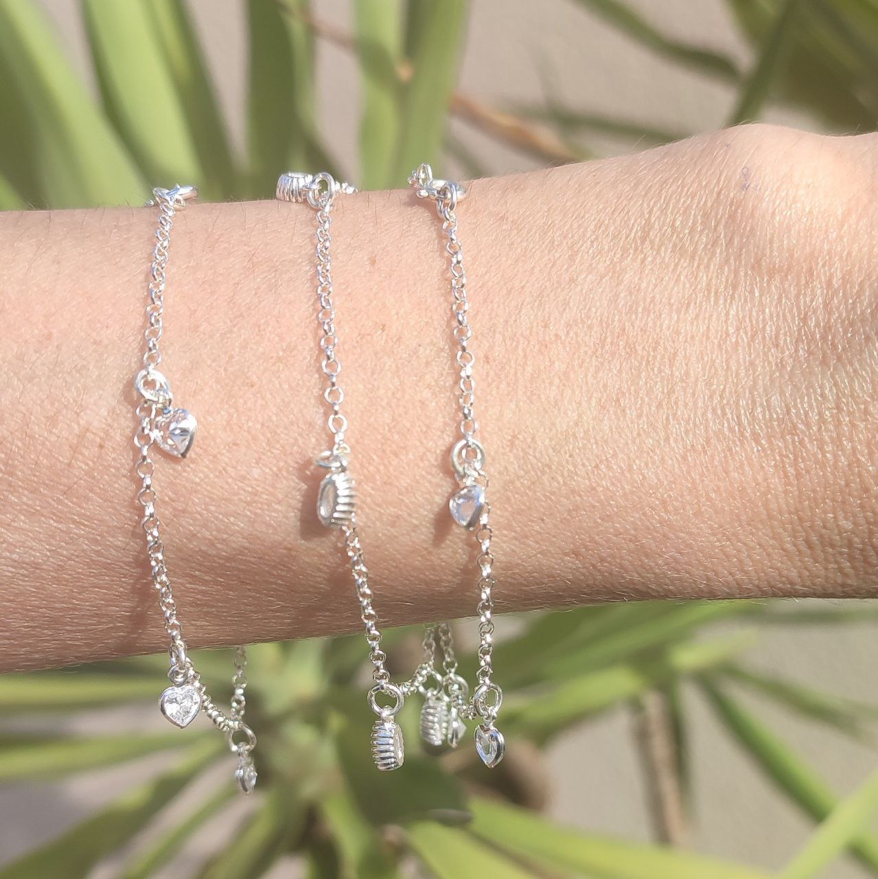 Pulseira coração cristal