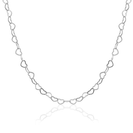 Corrente Feminina de Prata 925 Elos Coração 60cm