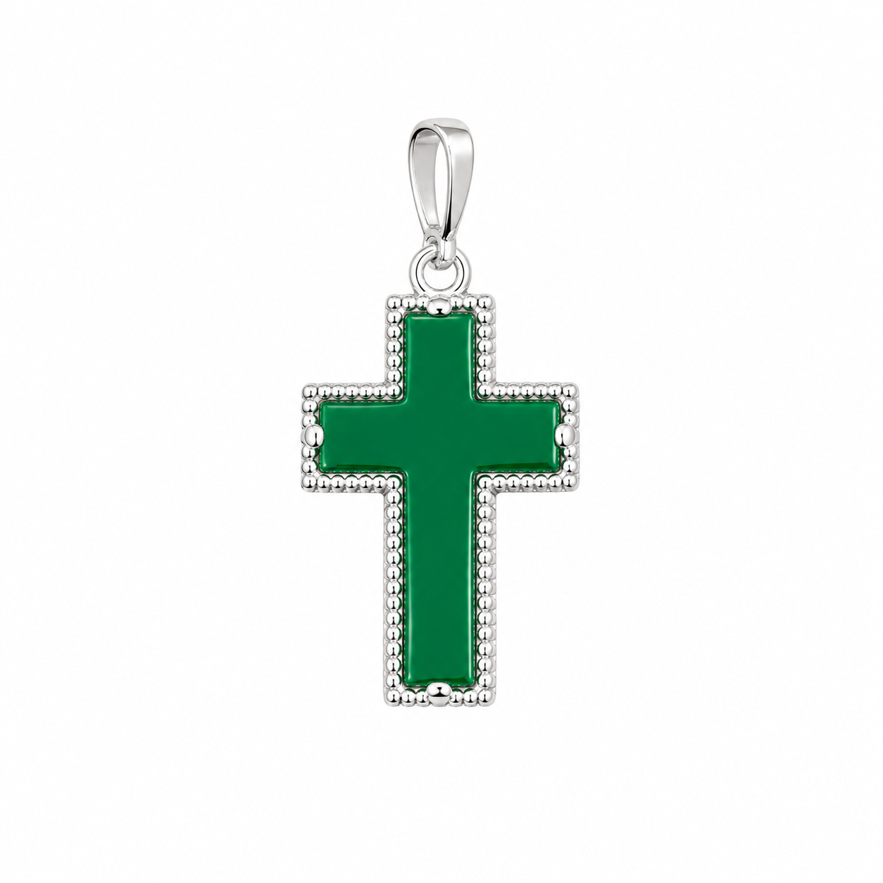Pingente Cruz em Prata 925 Cor verde